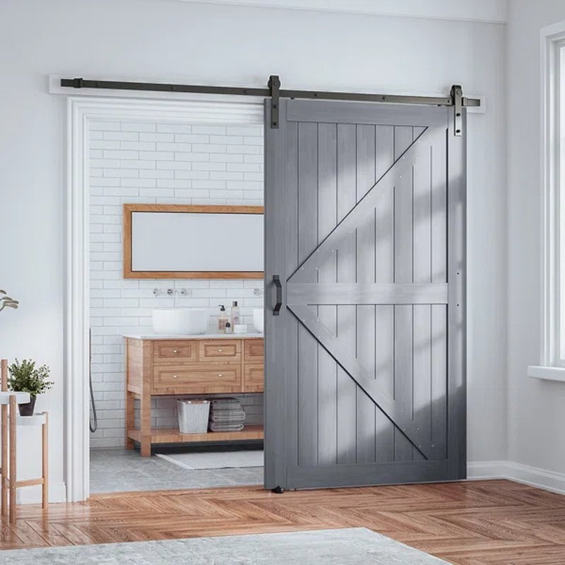 Paneled Wood Sliding Barn Door with Installation Hardware Kit