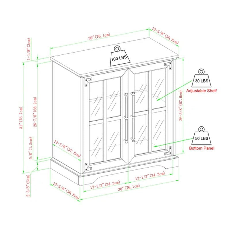 Curacao 31'' Tall 2 - Door Accent Cabinet