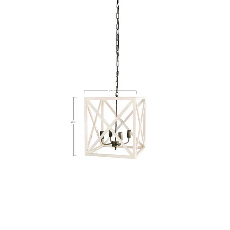Sabrina 4 - Light Wood Lantern Geometric Chandelier