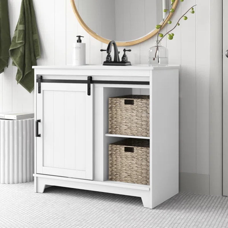 Braylen 35.88'' Free-Standing Single Bathroom Vanity with Ceramic Vanity Top