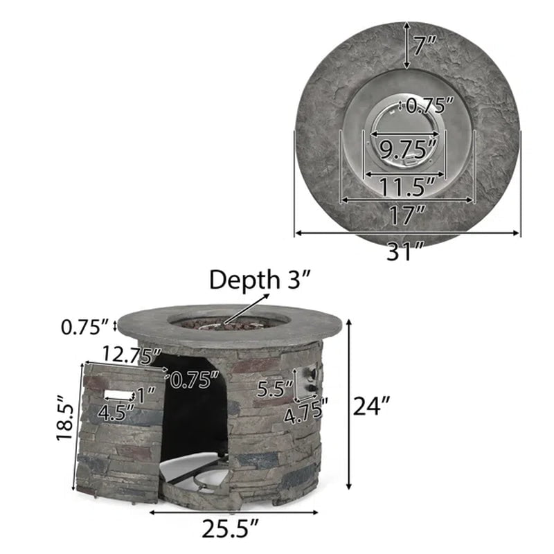 Playa 24'' H X 32'' W Stone Propane Outdoor Fire Pit Table