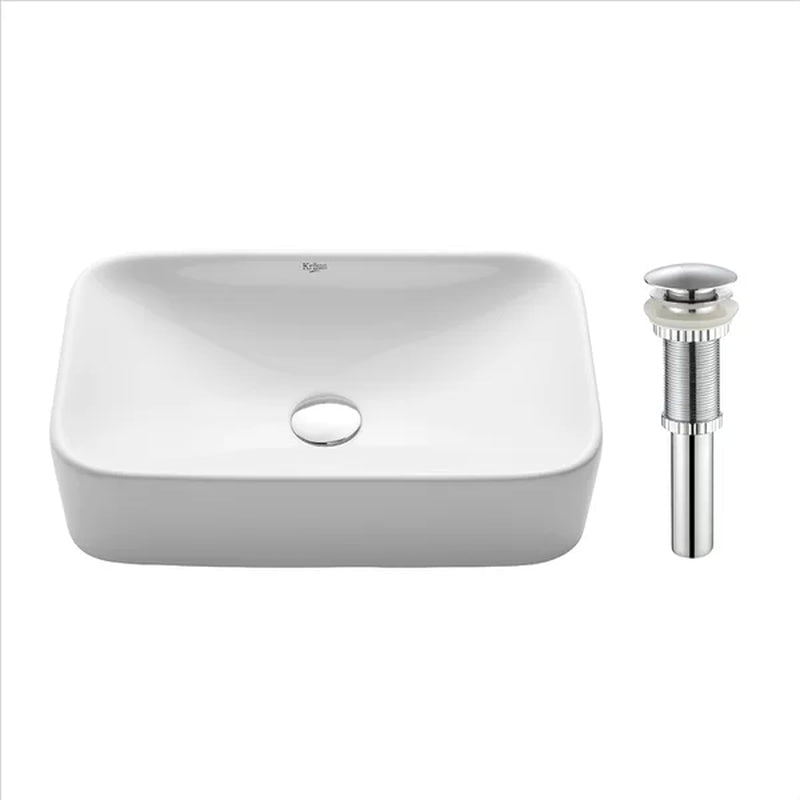 Ceramic 11.84'' Glass Rectangular Vessel Bathroom Sink
