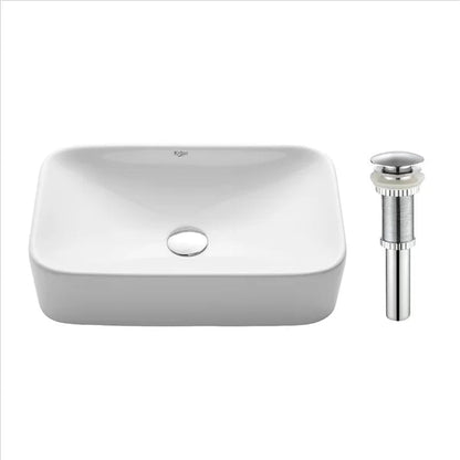 Ceramic 11.84'' Glass Rectangular Vessel Bathroom Sink