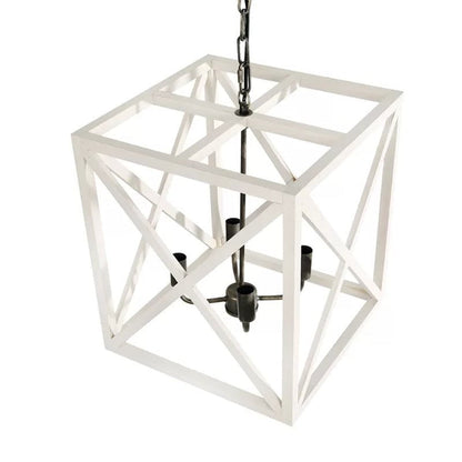 Sabrina 4 - Light Wood Lantern Geometric Chandelier