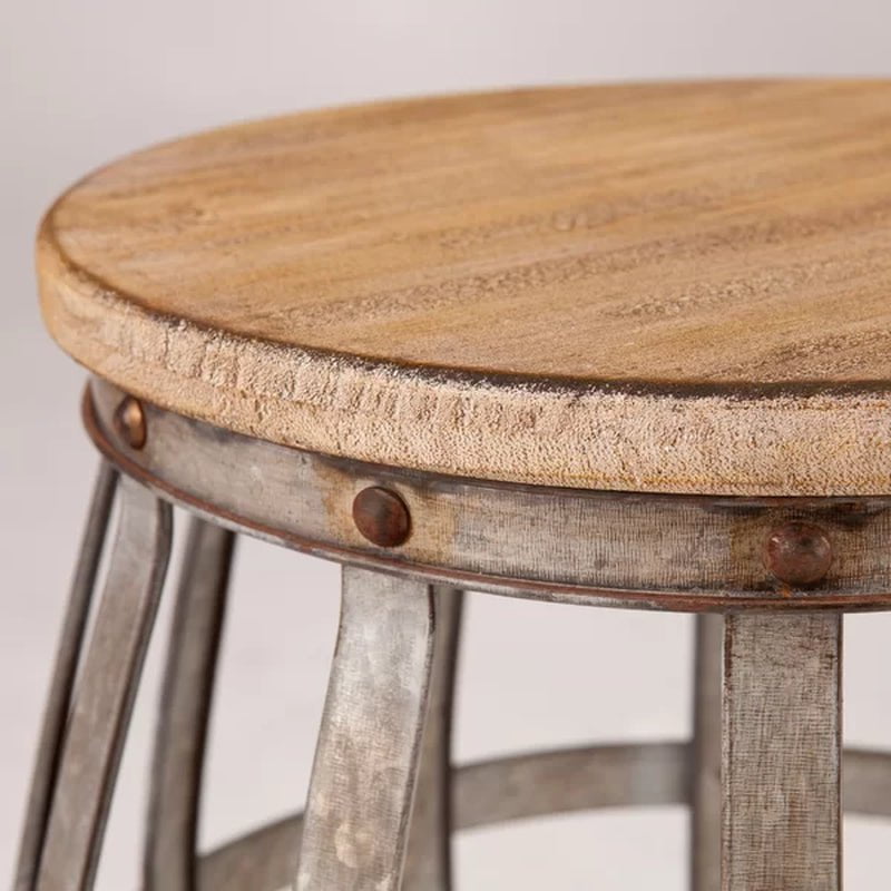 Fayean 17.5'' Tall Solid Wood Drum End Table