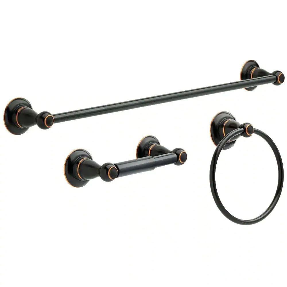 Porter 3-Piece Bath Hardware Set with Towel Ring Toilet Paper Holder and 24 In. Towel Bar in Oil Rubbed Bronze