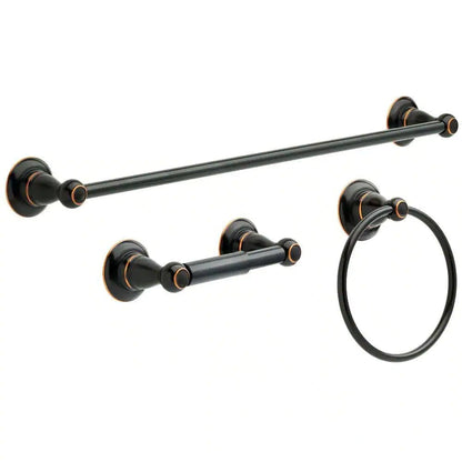 Porter 3-Piece Bath Hardware Set with Towel Ring Toilet Paper Holder and 24 In. Towel Bar in Oil Rubbed Bronze