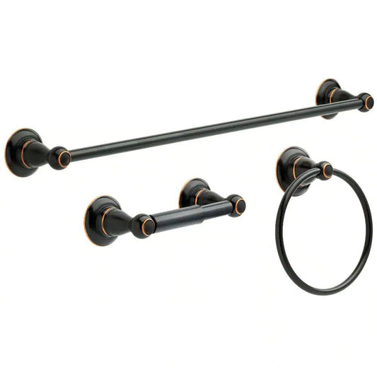 Porter 3-Piece Bath Hardware Set with Towel Ring Toilet Paper Holder and 24 In. Towel Bar in Oil Rubbed Bronze