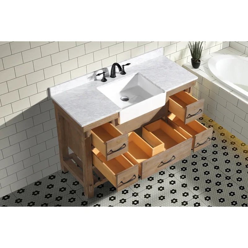 Giuliana 48'' Free-Standing Single Bathroom Vanity with Carrara Marble Vanity Top