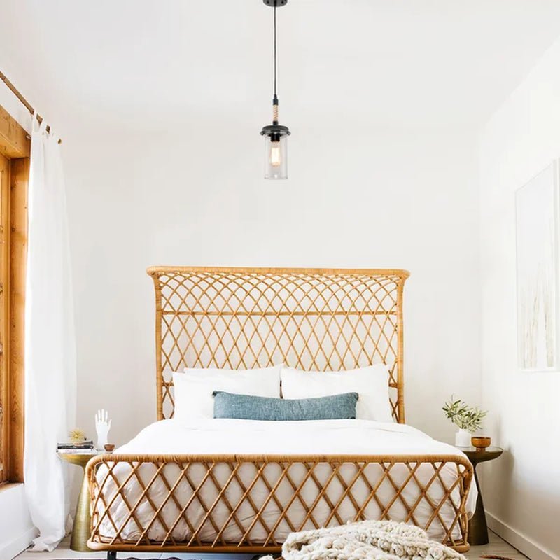 Bernerd Farmhouse Pendant Light with Hemp Rope and Glass Shade
