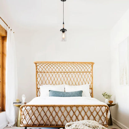 Bernerd Farmhouse Pendant Light with Hemp Rope and Glass Shade