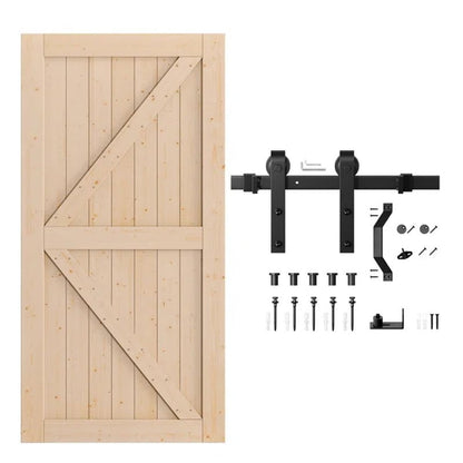 Paneled Wood Sliding Barn Door with Installation Hardware Kit