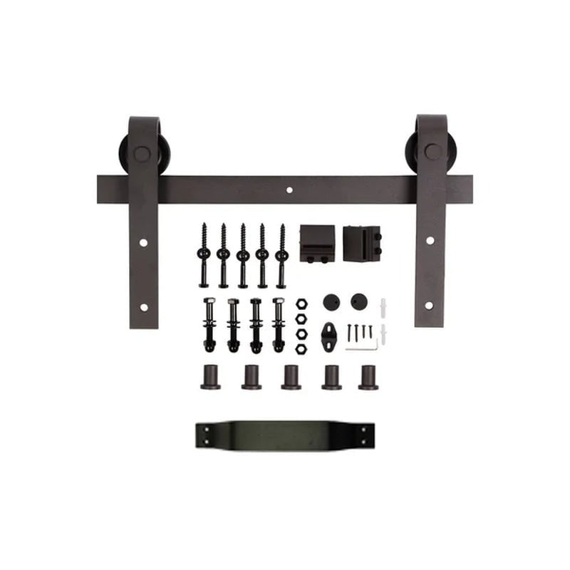 Paneled Wood Castle Series Barn Door with Installation Hardware Kit