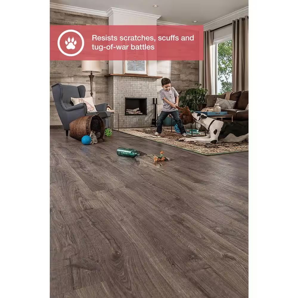 Outlast+ Vintage Pewter Oak 12 Mm T X 7.5 In. W Waterproof Laminate Wood Flooring (19.6 Sqft/Case)