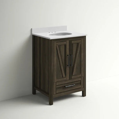 Brian 23.88'' Free-Standing Single Bathroom Vanity with Stone Vanity Top