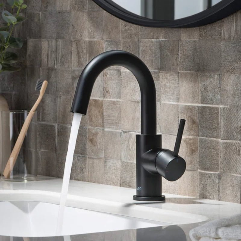 Circular Single Hole Bathroom Faucet with Drain Assembly
