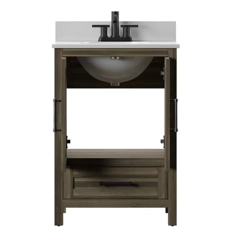 Brian 23.88'' Free-Standing Single Bathroom Vanity with Stone Vanity Top