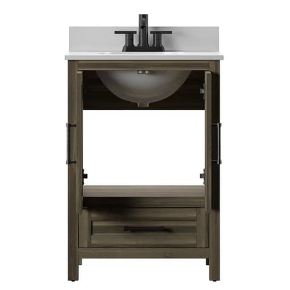 Brian 23.88'' Free-Standing Single Bathroom Vanity with Stone Vanity Top