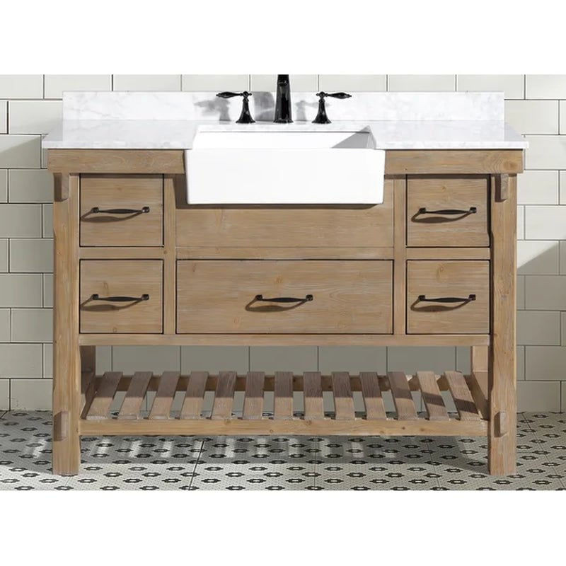 Giuliana 48'' Free-Standing Single Bathroom Vanity with Carrara Marble Vanity Top