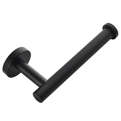 Modern 6-Pieces Bath Hardware Set with Towel Rail*2 Paper Towel Rack*1 Towel Ring*1 Hook*2 in Matte Black