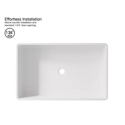 Matte Stone 13.875'' Matte Black Stone Rectangular Vessel Bathroom Sink with Faucet