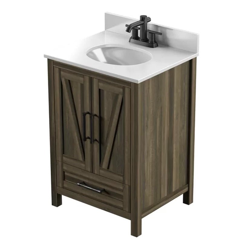 Brian 23.88'' Free-Standing Single Bathroom Vanity with Stone Vanity Top