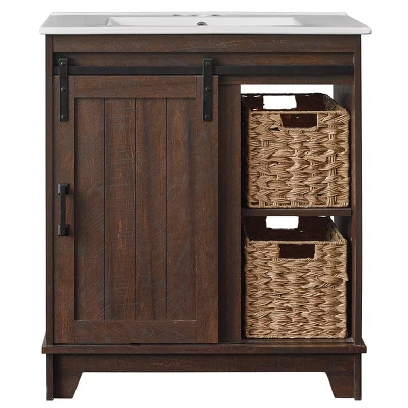 Sofia 29.88'' Free-Standing Single Bathroom Vanity with Vitreous China Vanity Top