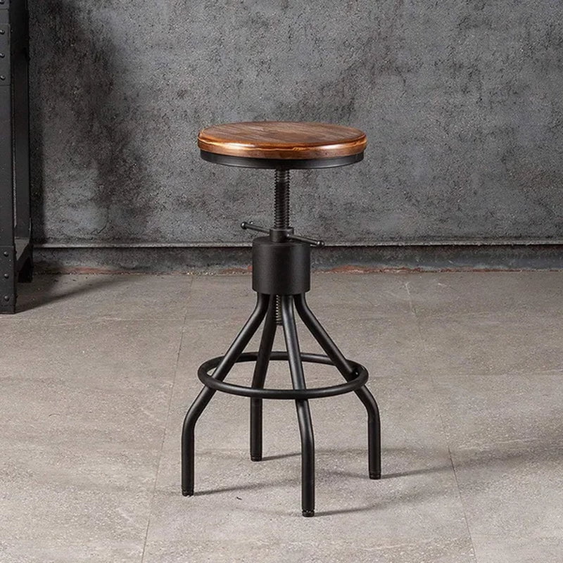 Swivel Solid Wood Adjustable Height Bar Stool