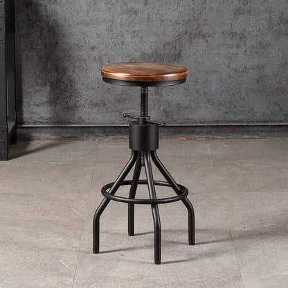 Swivel Solid Wood Adjustable Height Bar Stool