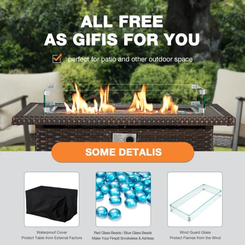 Sarfaraz 24.6'' H X 43.7'' W Aluminum Propane Outdoor Fire Pit Table with Lid