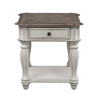 Branca 24'' Tall Solid Wood End Table with Storage