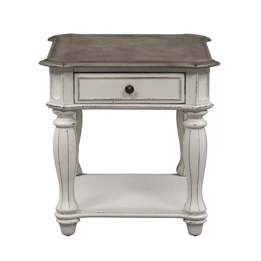 Branca 24'' Tall Solid Wood End Table with Storage
