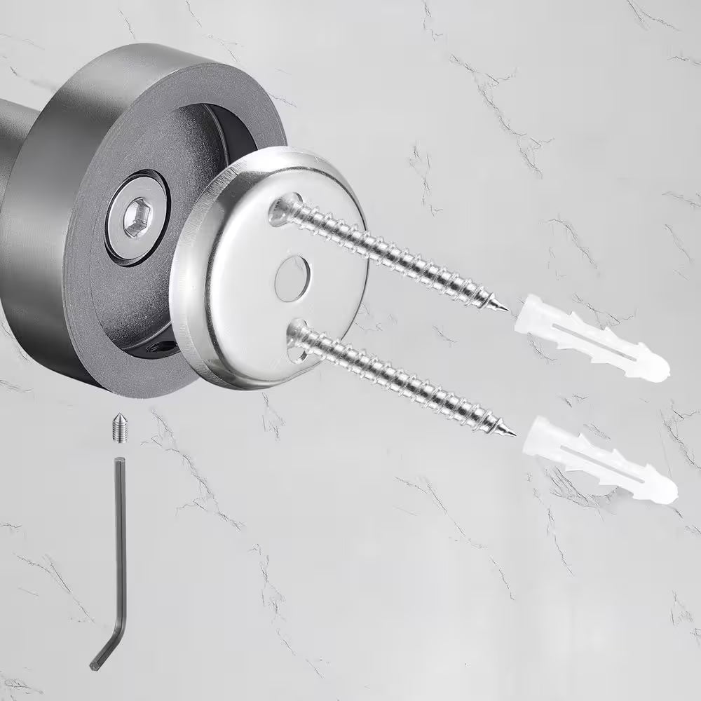 Modern 3-Piece Bath Hardware Set with Retractable Towel Bar*1, Towel Ring*1, Toilet Paper Holder*1 in Gray