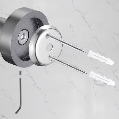 Modern 3-Piece Bath Hardware Set with Retractable Towel Bar*1, Towel Ring*1, Toilet Paper Holder*1 in Gray