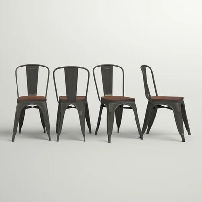 Collins Slat Back Stacking Side Chair in Gunmetal Gray/Brown