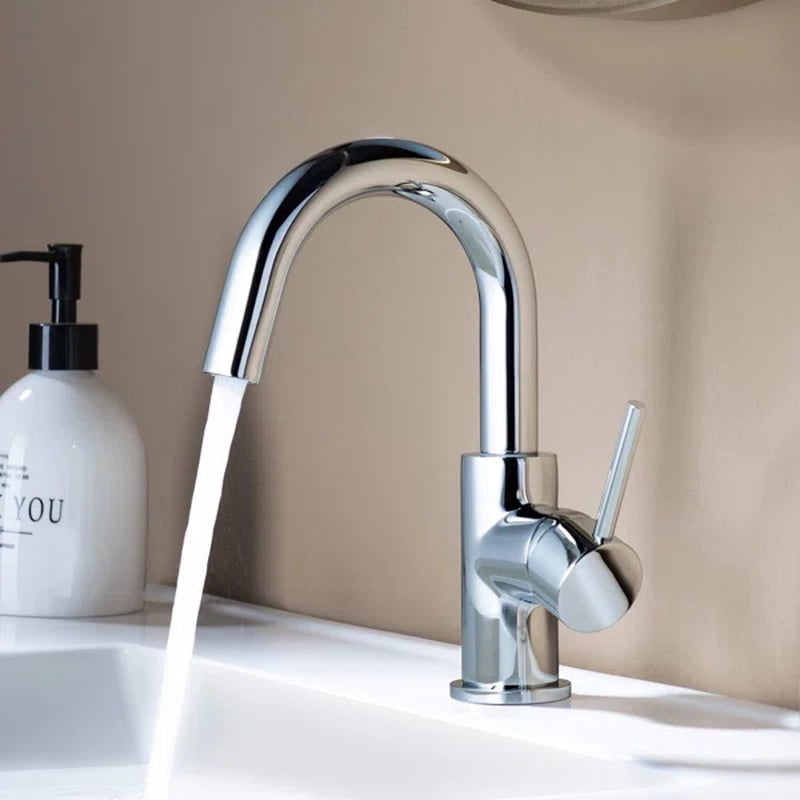 Circular Single Hole Bathroom Faucet with Drain Assembly