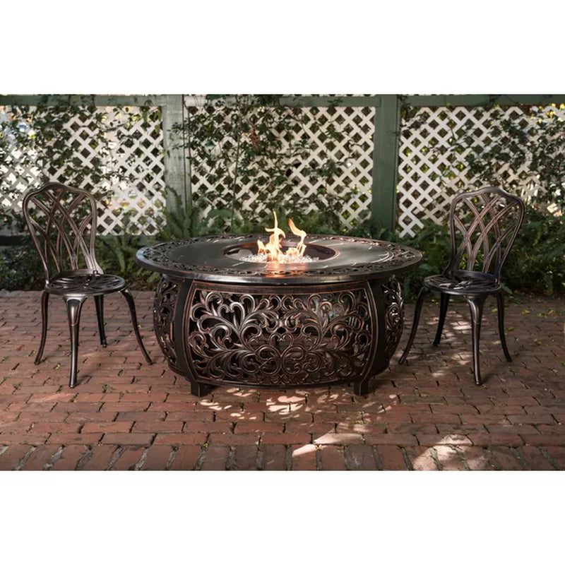 Slattery 24.6'' H X 48'' W Aluminum Propane Outdoor Fire Pit Table with Lid