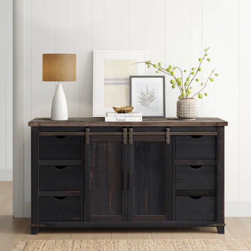 Westhoff 60'' Wide 6 Drawer Pine Solid Wood Credenza