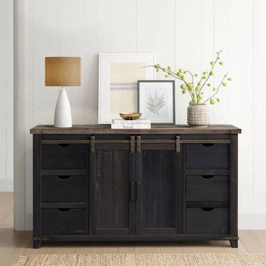 Westhoff 60'' Wide 6 Drawer Pine Solid Wood Credenza