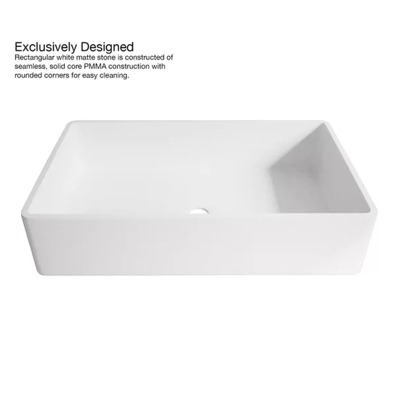 Matte Stone 13.875'' Matte Black Stone Rectangular Vessel Bathroom Sink with Faucet