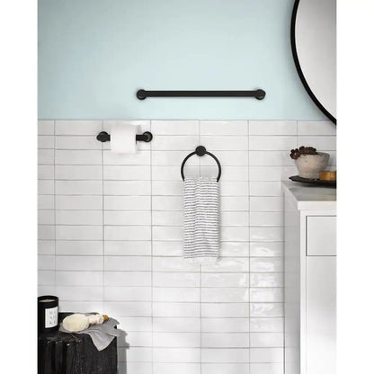 Genta 3-Piece Bath Hardware Set with 24 In. Towel Bar, Paper Holder and Towel Ring in Matte Black