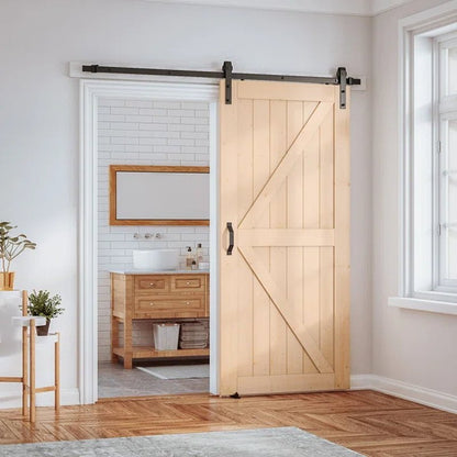 Paneled Wood Sliding Barn Door with Installation Hardware Kit