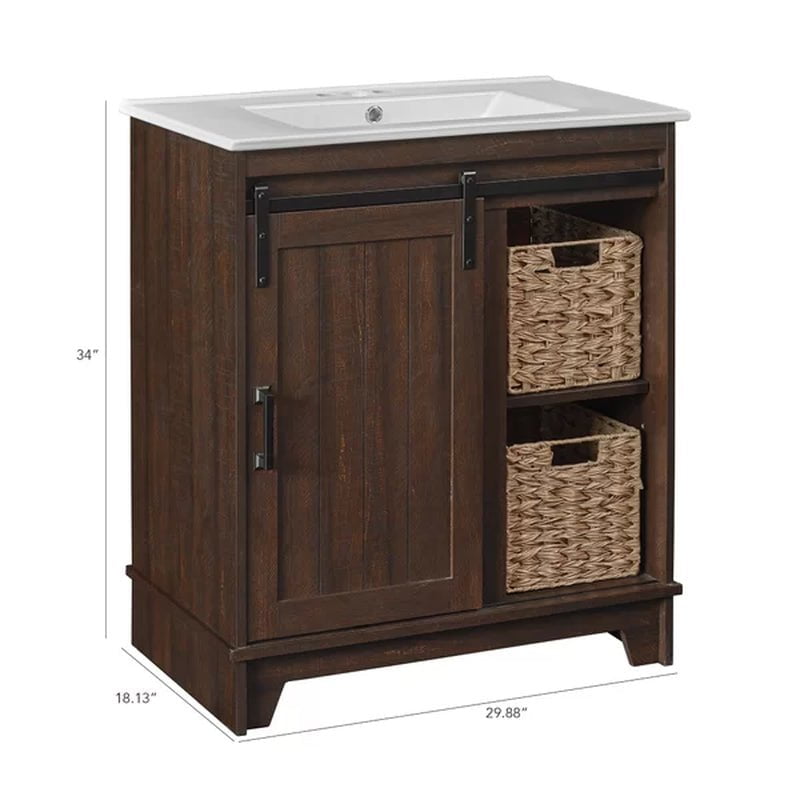 Sofia 29.88'' Free-Standing Single Bathroom Vanity with Vitreous China Vanity Top