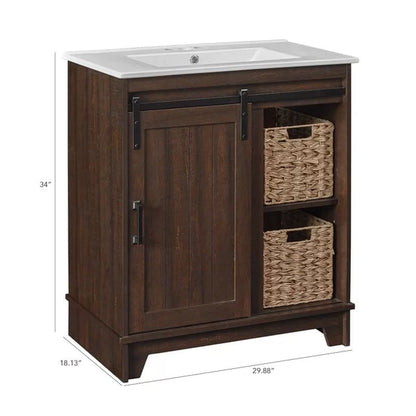 Sofia 29.88'' Free-Standing Single Bathroom Vanity with Vitreous China Vanity Top