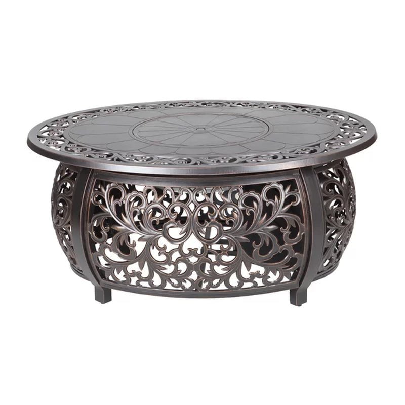 Slattery 24.6'' H X 48'' W Aluminum Propane Outdoor Fire Pit Table with Lid