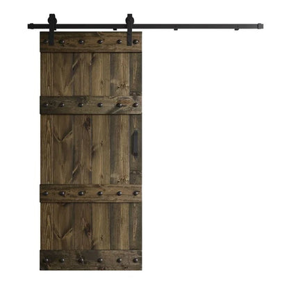Paneled Wood Castle Series Barn Door with Installation Hardware Kit