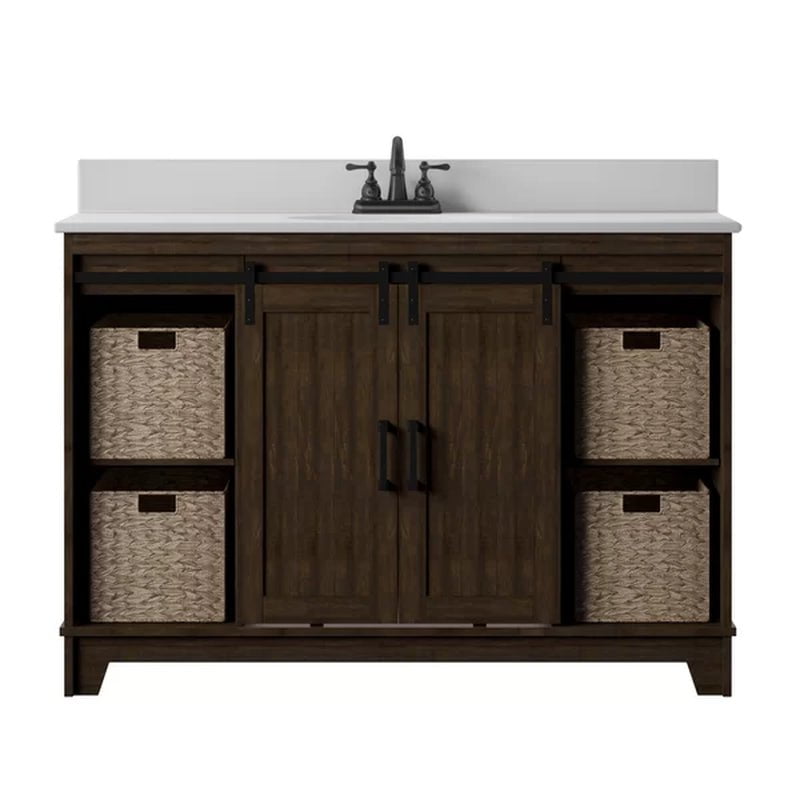 Braylen Sliding Barn Door 48" Single Bathroom Vanity Set