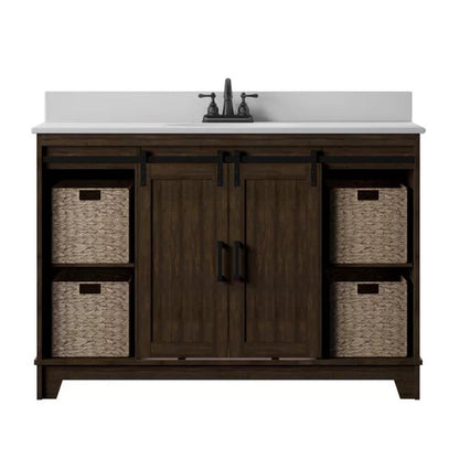 Braylen Sliding Barn Door 48" Single Bathroom Vanity Set