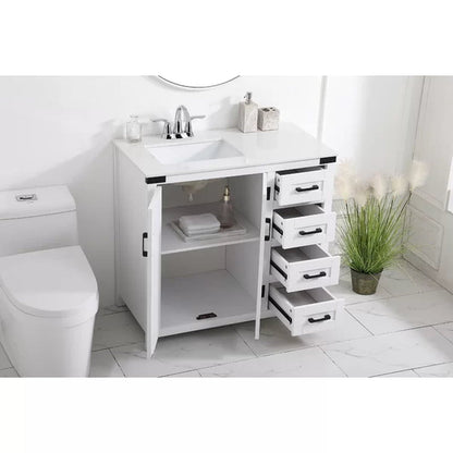 Williamston 36'' Free-Standing Single Bathroom Vanity with Engineering Stone Vanity Top