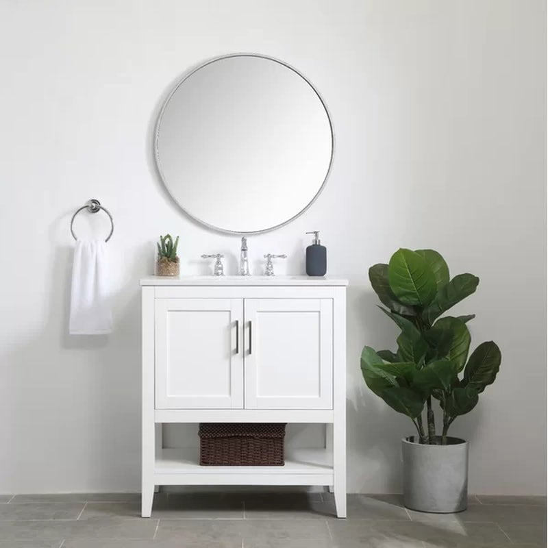 Trieste 29.87'' Free-Standing Single Bathroom Vanity with Quartz Vanity Top